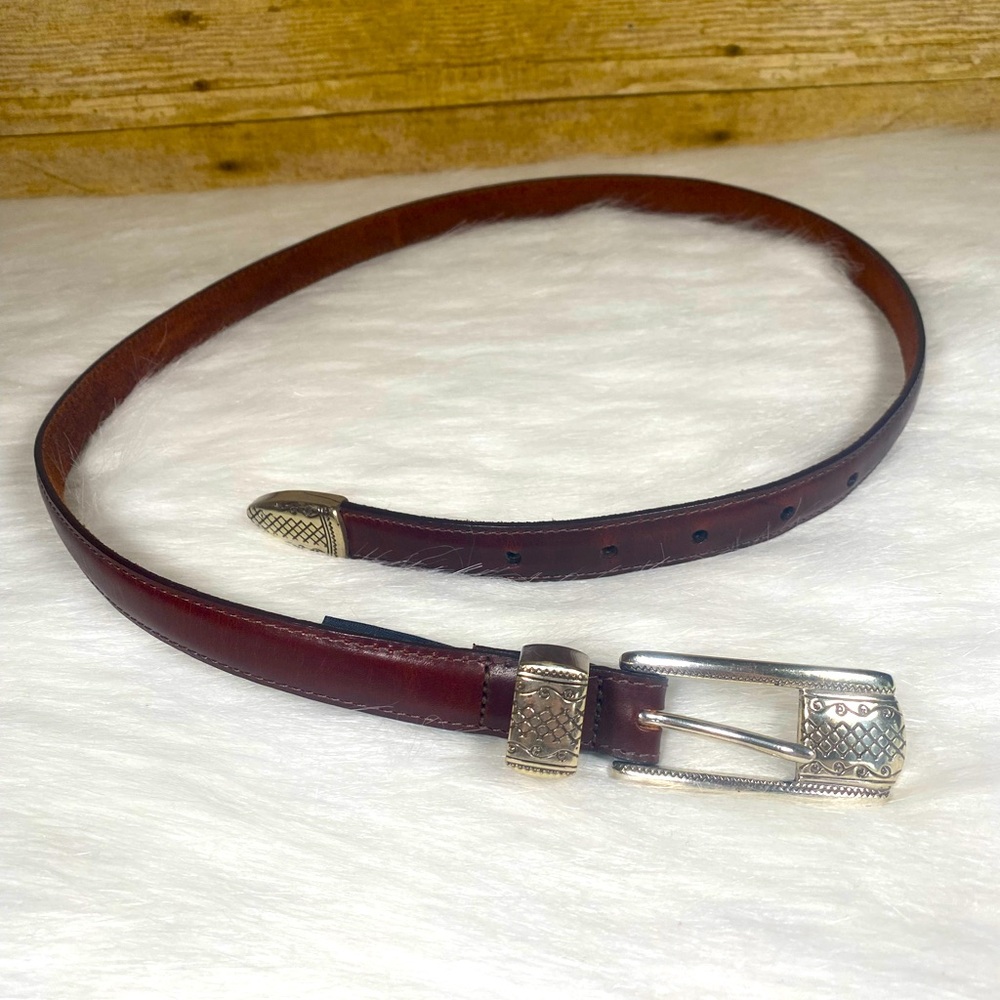 Brighton Leather Belt Brown Womens sz L 34 Silver Tone Buckle Crafted In USA